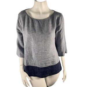 Nuthatch Linen Tunic 3/4 Sleeves Popover Shirt Top Lagenlook Size Small